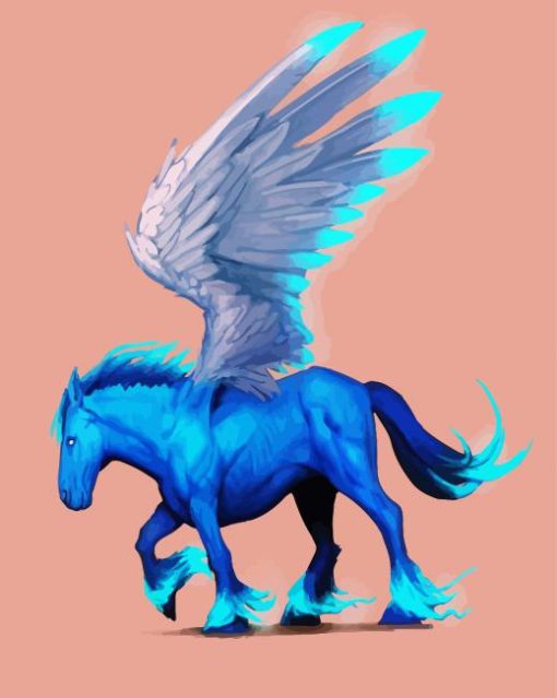 Blue Fantasy Pegasus paint by numbers