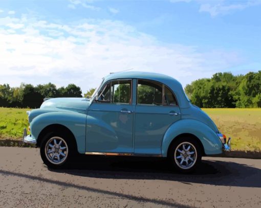 Blue Morris Minor paint by numbers