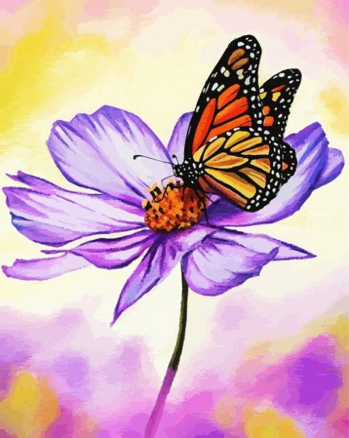 Butterfly On Cosmos paint by numbers