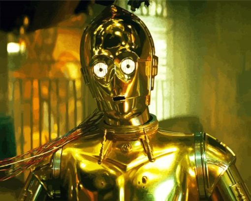 Golden C3PO Robot paint by numbers