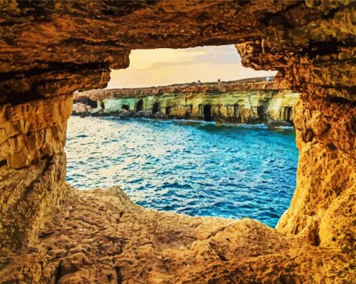 Cape Greco Sea Cave paint by numbers