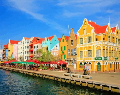 Buildings Caribbean Curacao paint by numbers