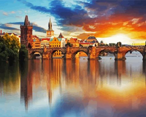 Charles Bridge At Sunset paint by numbers