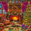 Christmas Night Fireplace paint by numbers