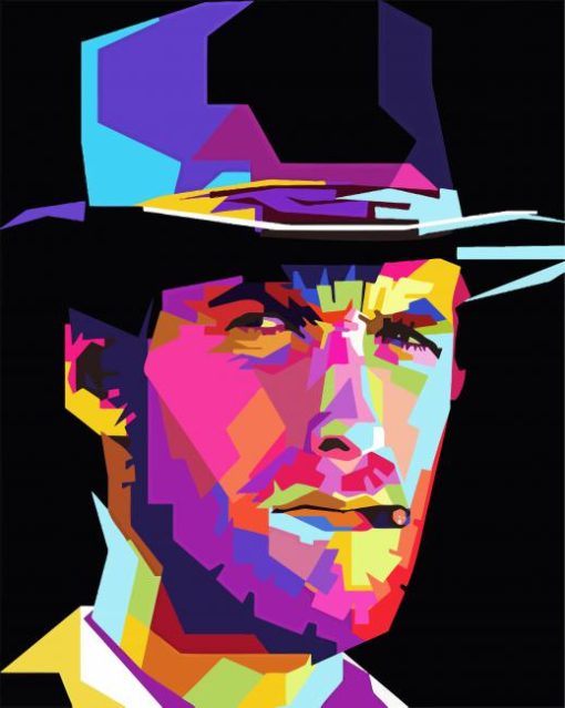 Colorful Clint Eastwood Pop Art paint by numbers