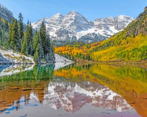 Colorado Aspen Landscape paint by numbers