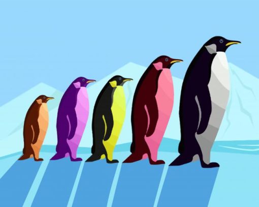 Colored Penguins paint by numbers