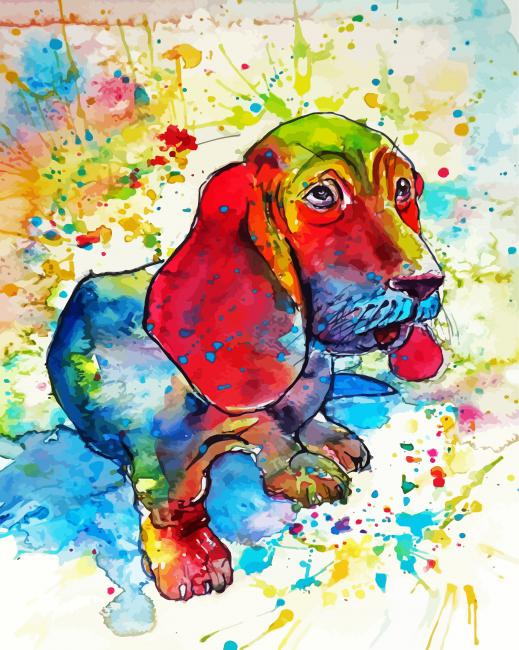 Colorful Basset Hound paint by numbers