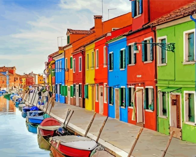 Colorful Houses Burano paint by numbers