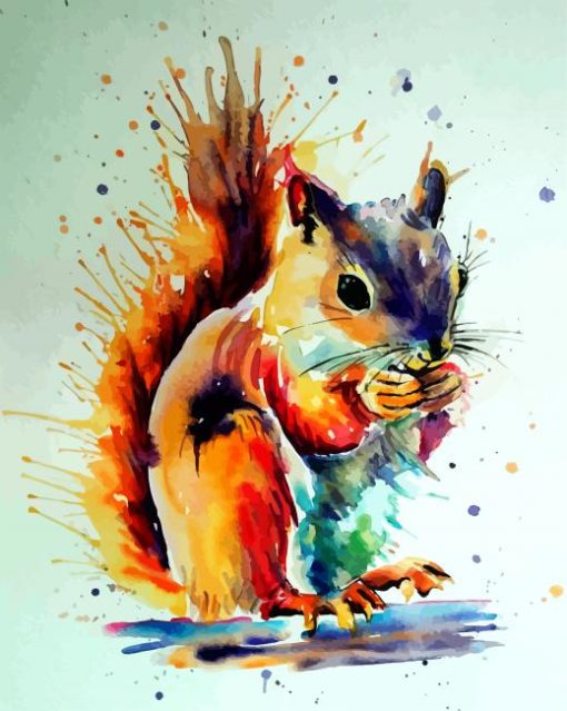 Colorful Splash Squirrel paint by numbers