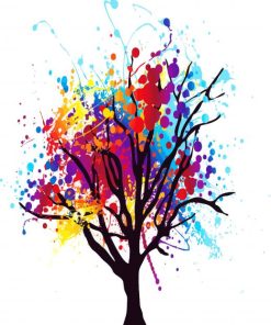 Colorful Splash Tree paint by numbers