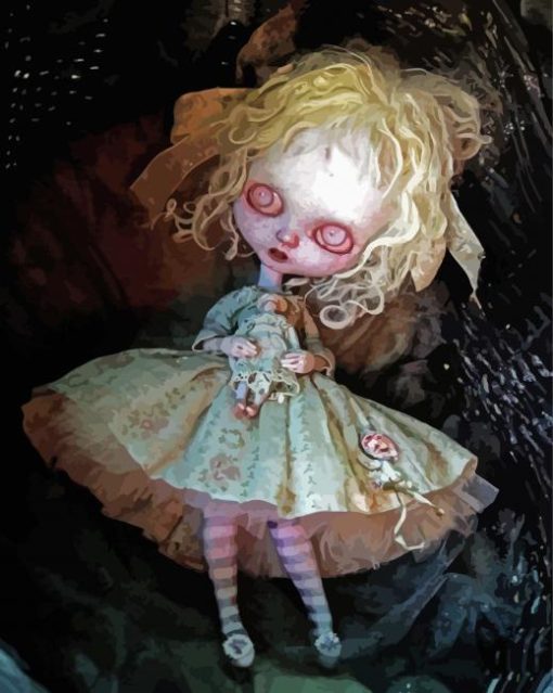 Scary Doll With Red Eyes paint by numbers