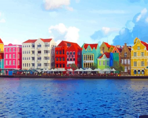 Curacao Colorful Buildings paint by numbers