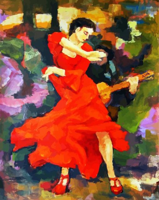 Dancer In Red Dress paint by numbers