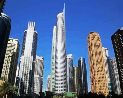 Dubai Towers Buildings paint by numbers