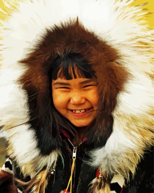 Cheerful Eskimo Boy paint by numbers