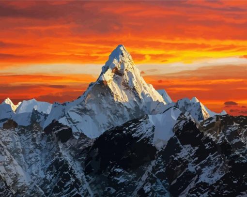 Aesthetic Everest Mountain paint by numbers