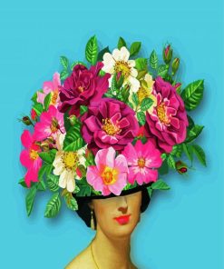 Floral Woman Head paint by numbers