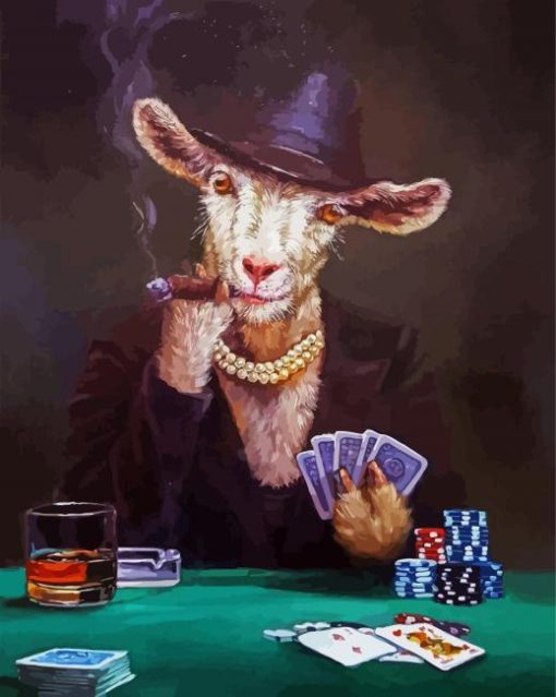 Smoking And Gambling Goat paint by numbers