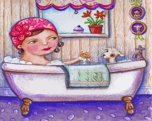Girl's Bath Time paint by numbers