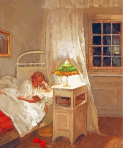 Girl Reading In Bed paint by numbers