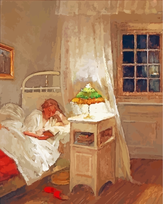 Girl Reading In Bed paint by numbers