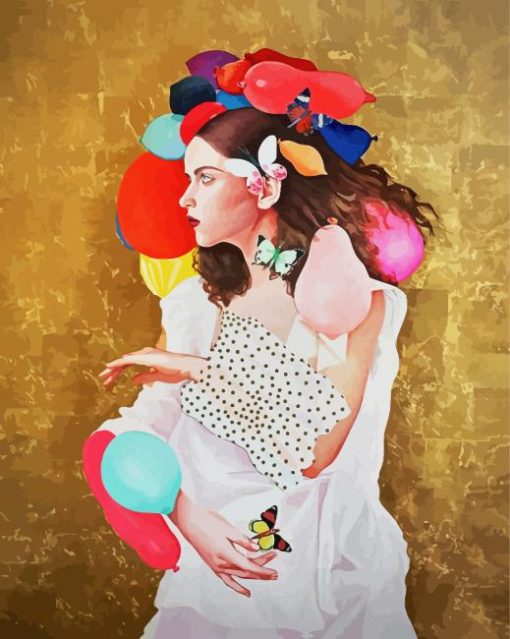 Girl With Balloons paint by numbers