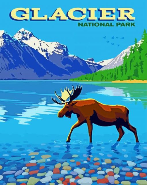 Glacier National Park Poster paint by numbers