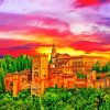 Alhambra Palace At Sunset paint by numbers