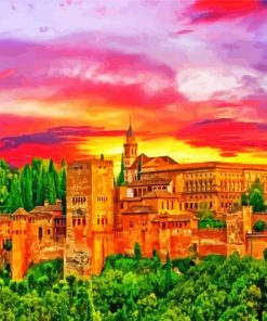 Alhambra Palace At Sunset paint by numbers