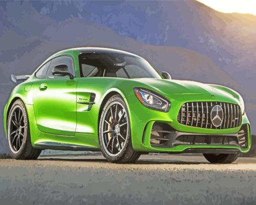 Green Mercedes Amg paint by numbers