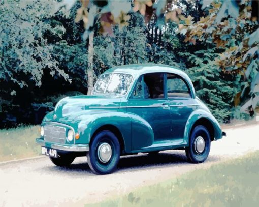 Green Morris Minor Car paint by numbers