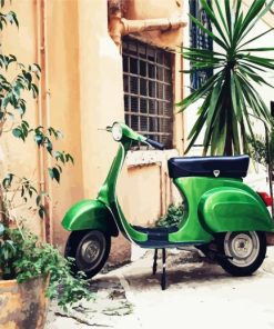 Green Vespa Scoter paint by numbers