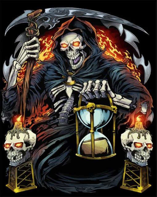 Grim Reaper With Hourglass paint by numbers