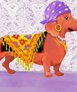 Gypsy Dachshund Dog paint by numbers