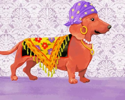 Gypsy Dachshund Dog paint by numbers