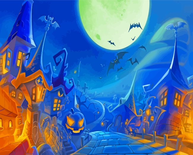 Halloween Bats Paint By Numbers - Canvas Paint by numbers