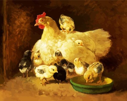 Hen With Chicks paint by numbers
