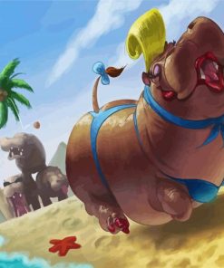 Hippopotamus In Beach paint by numbers