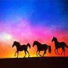 Horse Herd Silhouette paint by numbers