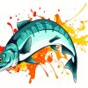 Illustration Salmon Fish paint by numbers