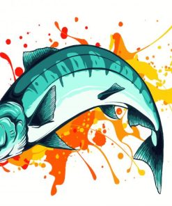 Illustration Salmon Fish paint by numbers