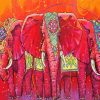Indian Elephants Art paint by numbers