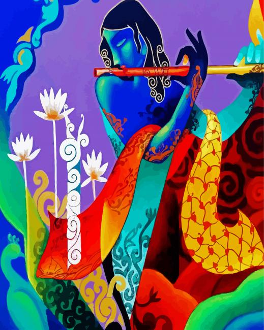 Indian Playing Flute Art paint by numbers