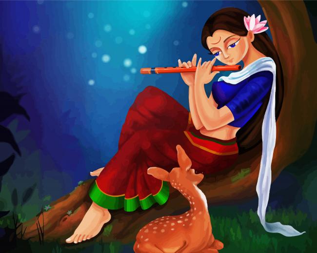 Indian Flute Player paint by numbers