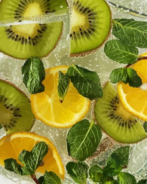 Kiwi And Lemon Citrus paint by numbers