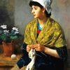 Woman Knitting paint by numbers
