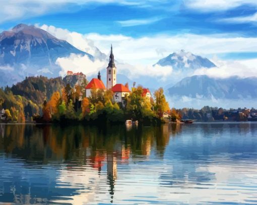 Lake Bled In Fall paint by numbers
