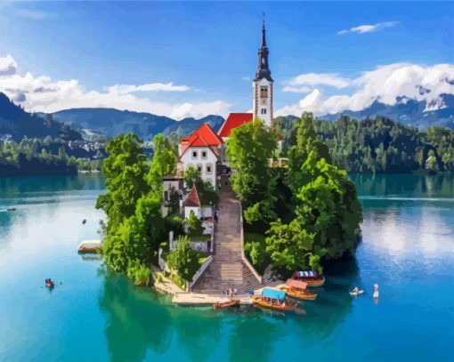 Bled Island Slovenia paint by numbers