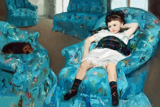 Little Girl A Blue Armchair paint by numbers